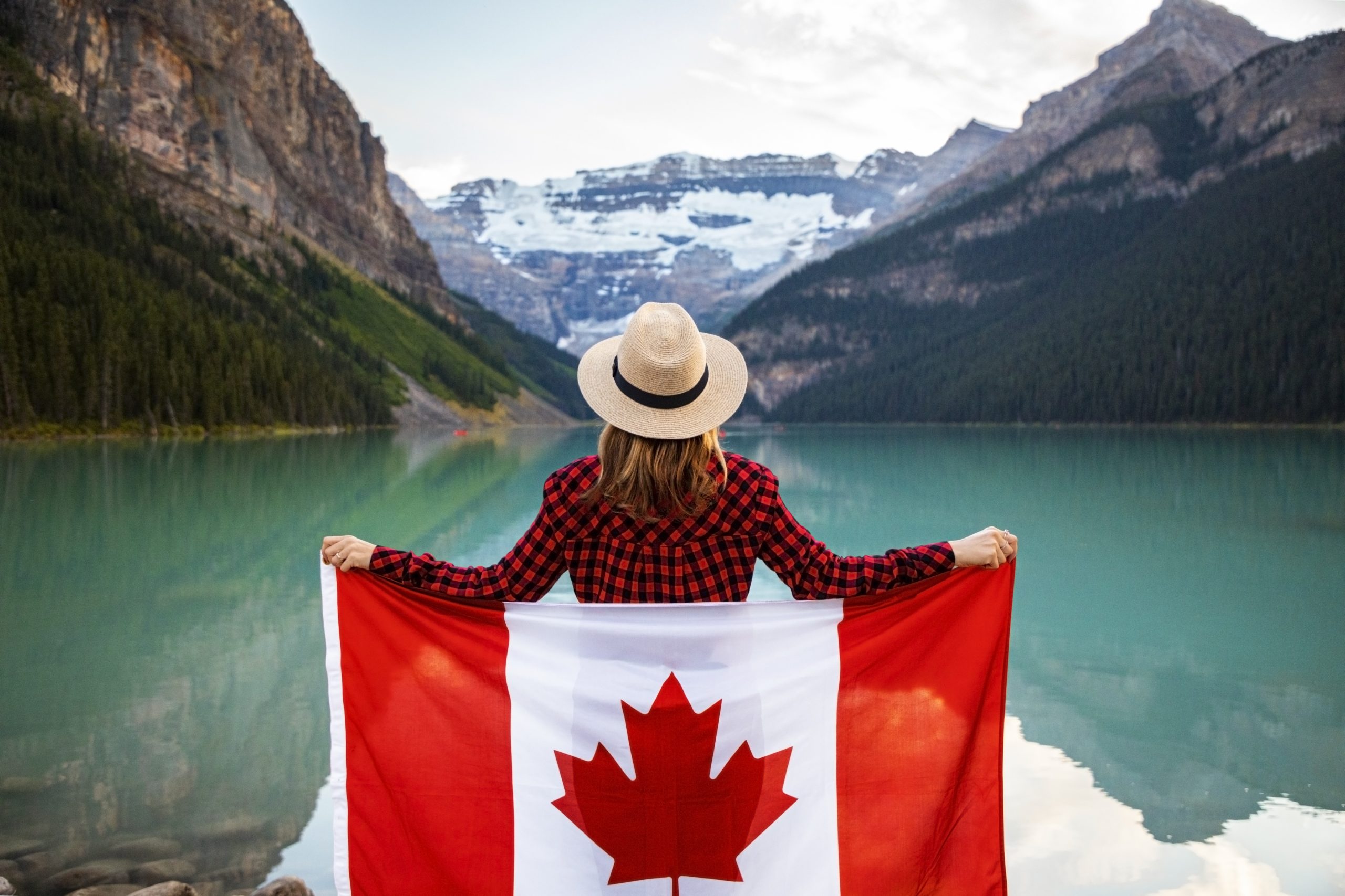 Woman and canadian flag